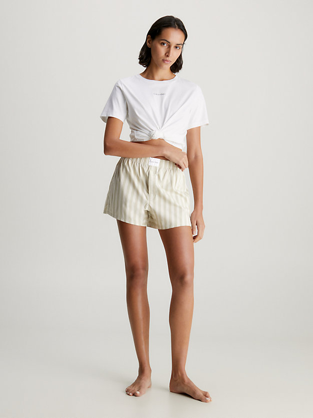 pantaloncini corti pigiama - pure cotton chambray stripe_eucalyptus da donna calvin klein