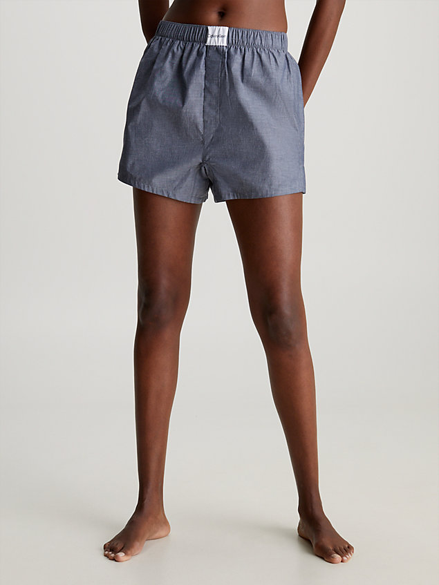 blue pyjama shorts - pure cotton for women calvin klein