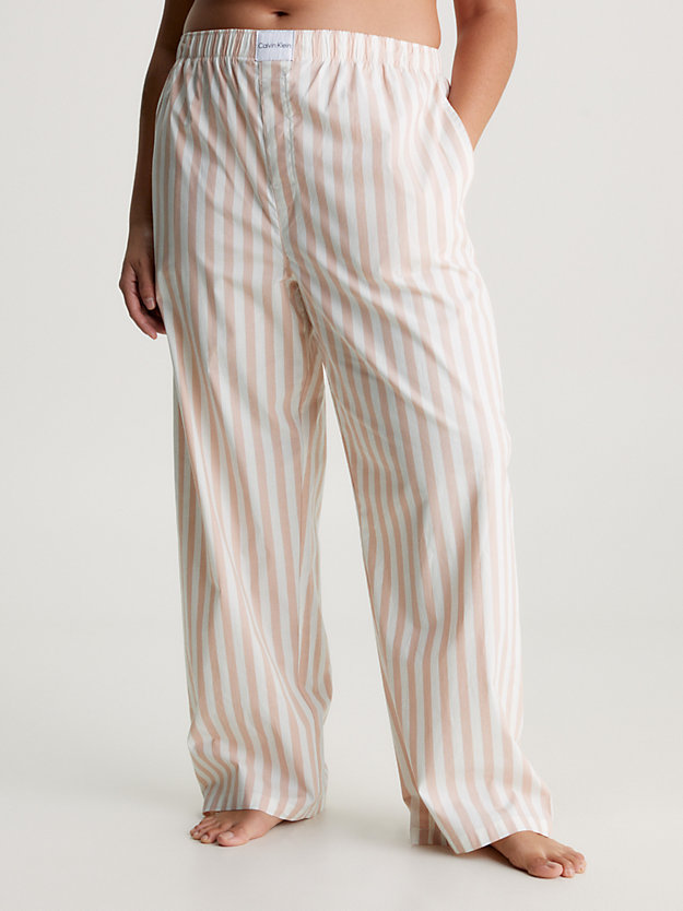 chambray stripe_stone grey pyjama pants - pure cotton for women calvin klein