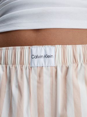 Calvin Klein sleep pants with logo waistband in beige stripe