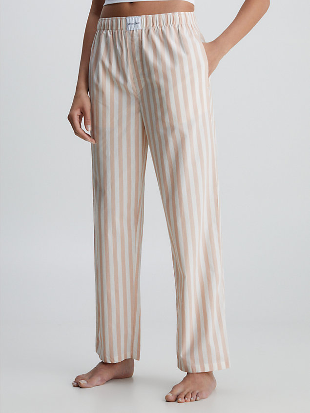 beige pyjama pants - pure cotton for women calvin klein