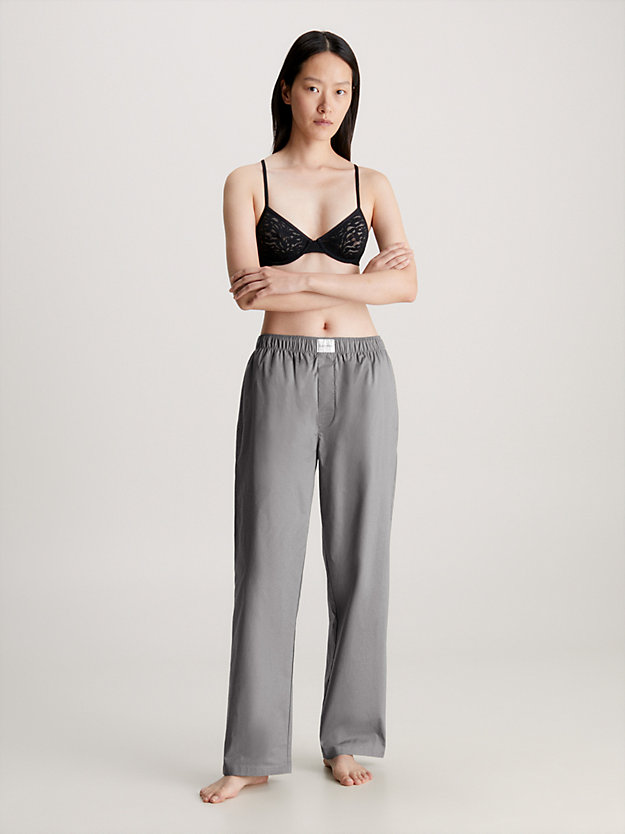 pantaloni pigiama - pure cotton charcoal gray da donna calvin klein