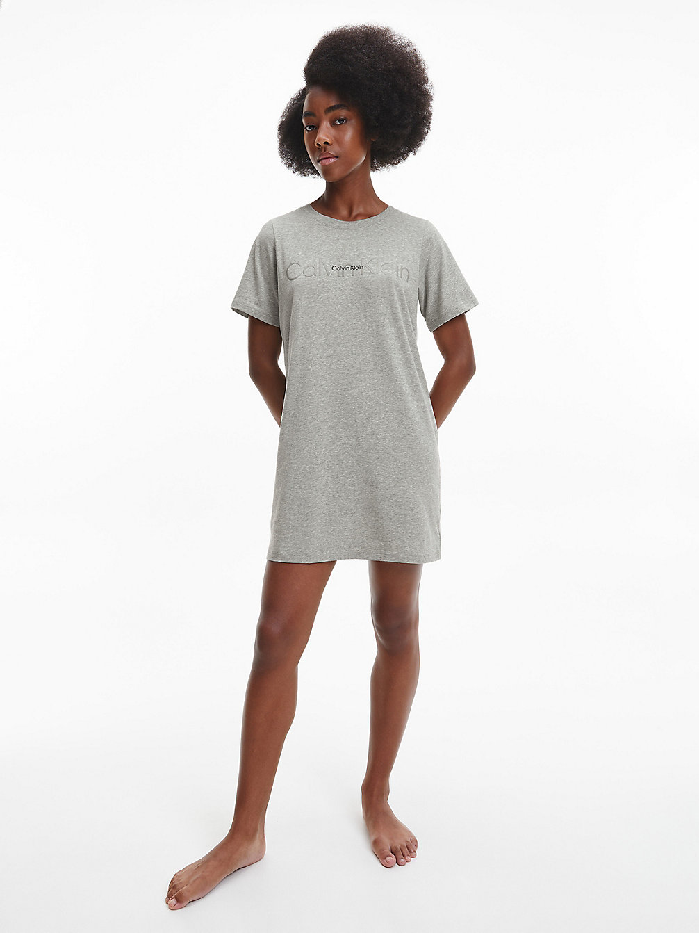 GREY HEATHER Night Shirt - Embossed Icon undefined women Calvin Klein
