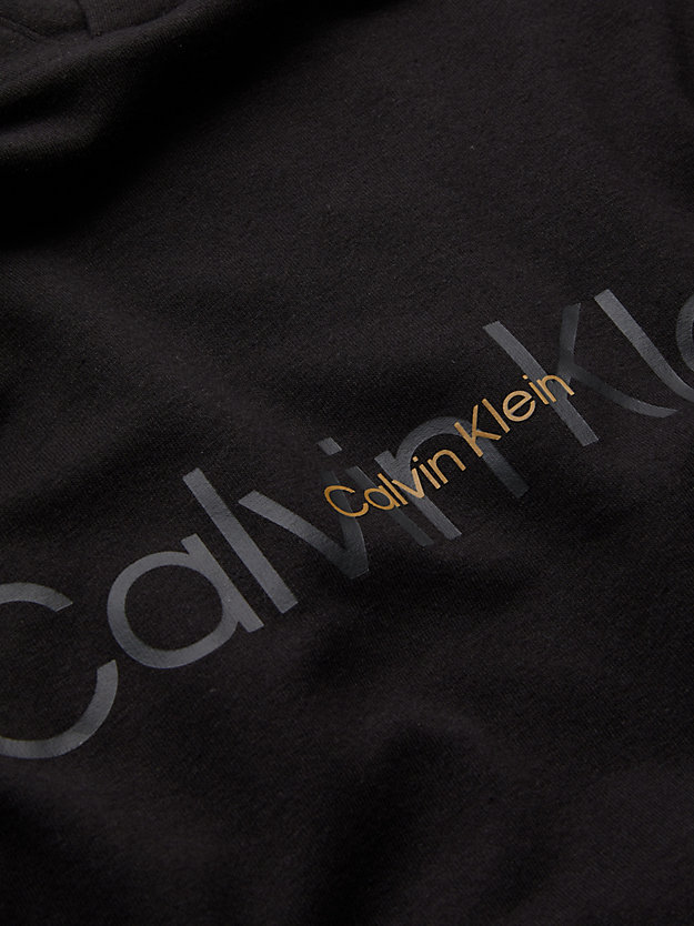 BLACK W. OLD GOLD LOGO Sweat-shirt à capuche d'intérieur - Embossed Icon for femmes CALVIN KLEIN