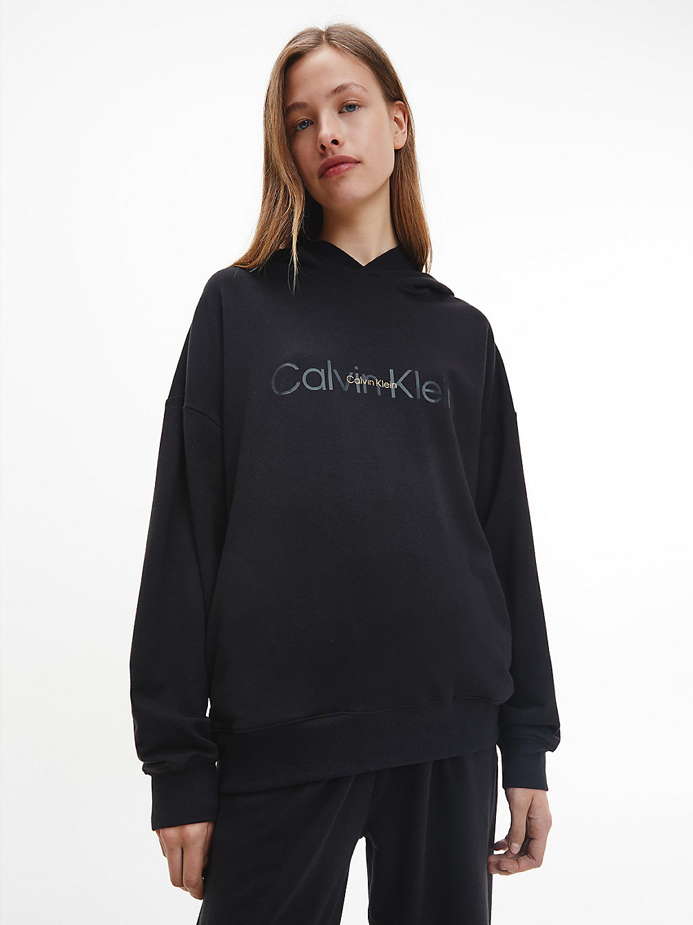 BLACK W. OLD GOLD LOGO Sweat-Shirt À Capuche D'intérieur - Embossed Icon undefined femmes Calvin Klein