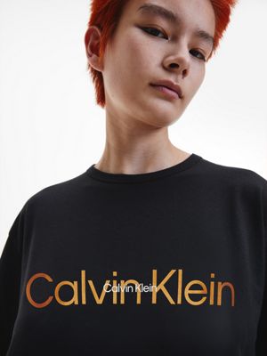 BLACK W. OLD GOLD LOGO Pants Pyjama Set - Embossed Icon for women CALVIN KLEIN