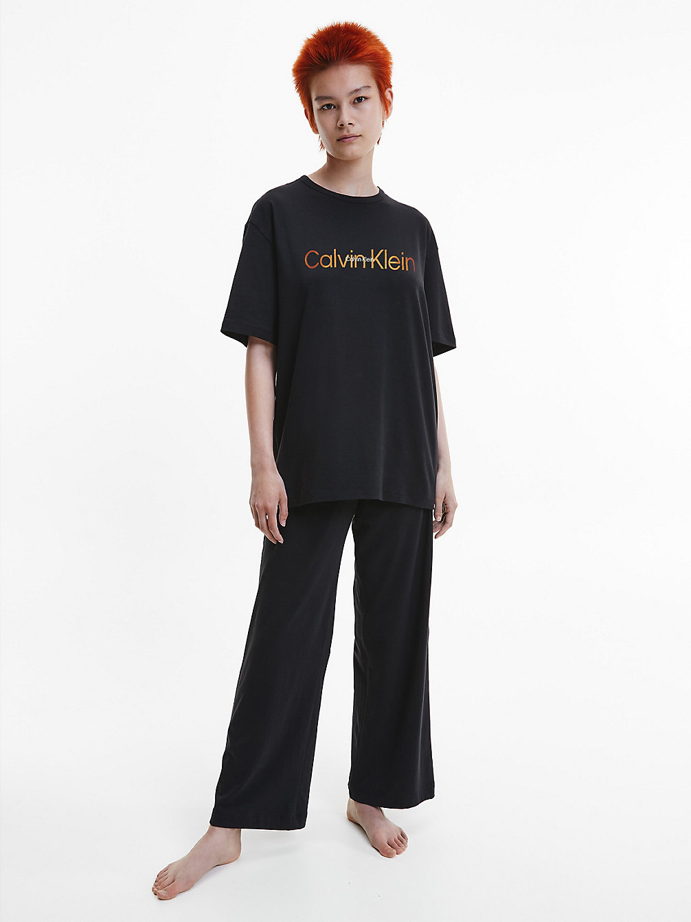 Set Pigiama Con Pantalone - Embossed Icon > BLACK W. OLD GOLD LOGO > undefined donna > Calvin Klein