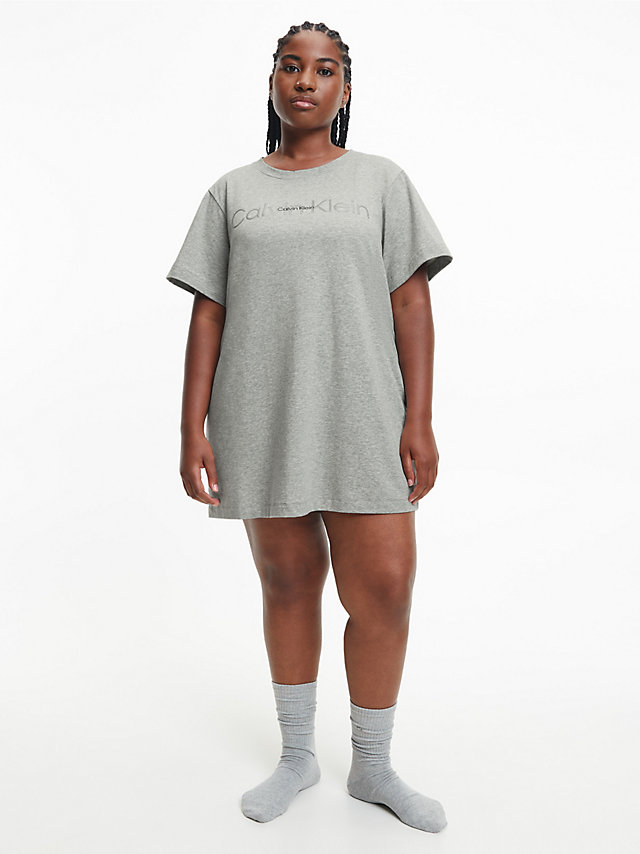 Grey Heather Plus Size Night Shirt - Embossed Icon undefined women Calvin Klein