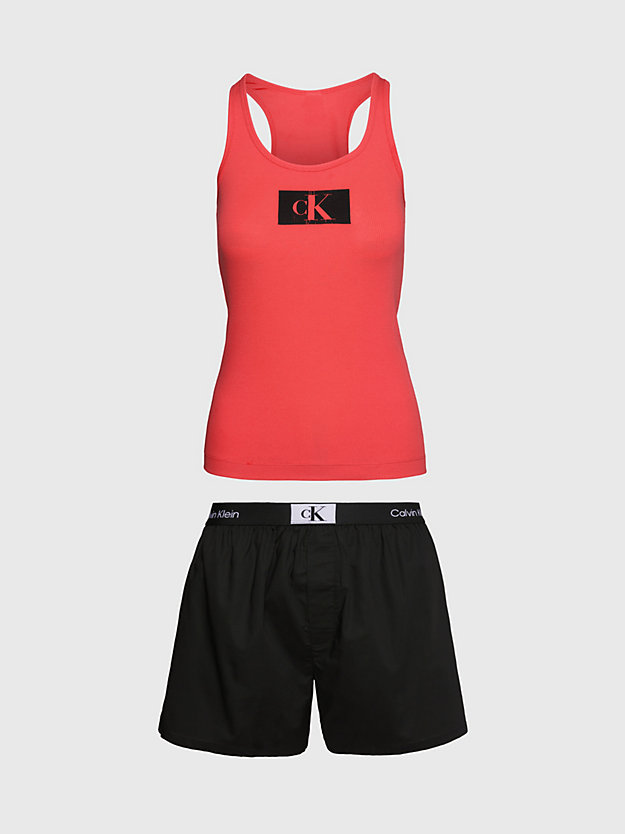 cool melon/black shorts pyjama set - ck96 for women calvin klein