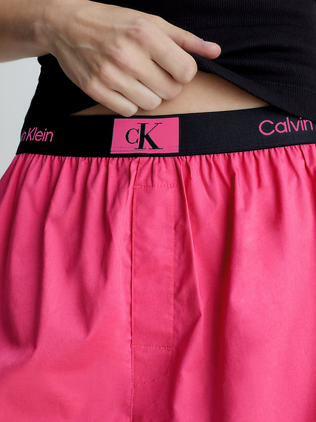 black top/fuchsia rose bottom/bag shorts pyjama set - ck96 for women calvin klein