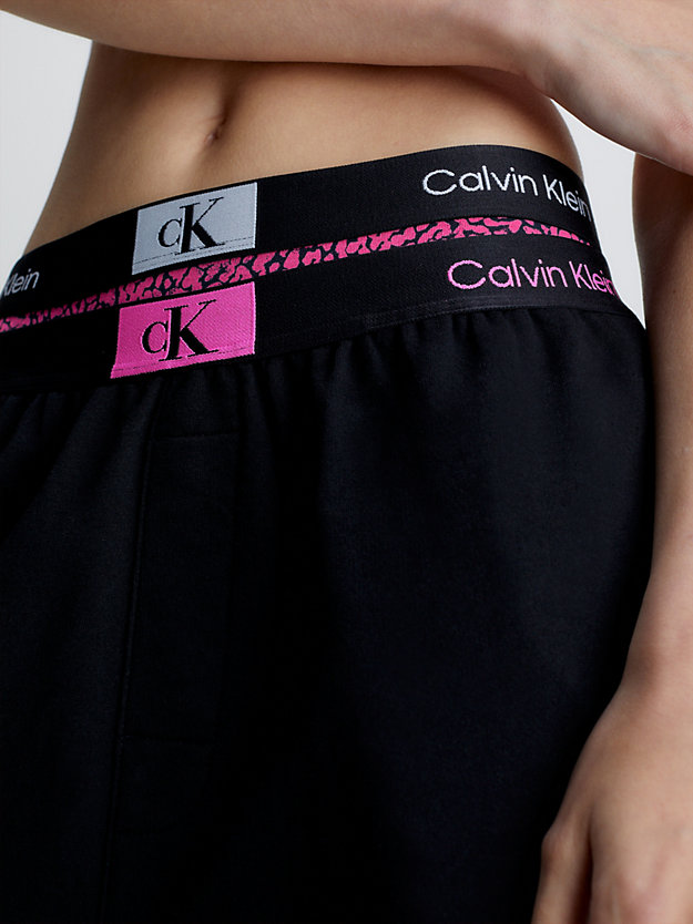 pantaloni della tuta lounge - ck96 black w/ fuchsia rose logo da donna calvin klein