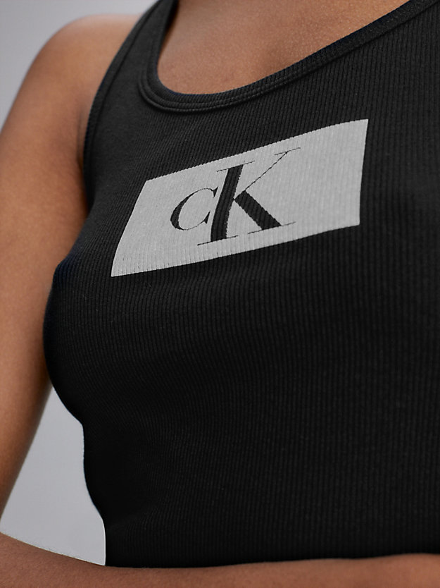 BLACK Ribbed Cotton Pyjama Top - CK96 for women CALVIN KLEIN