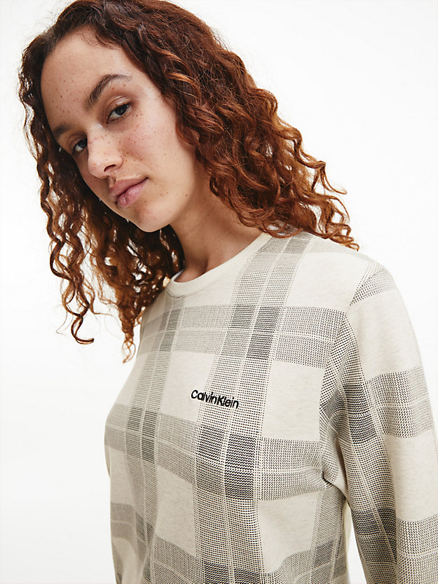 TEXTURED PLAID_OATMEAL Pyjama-Top – Modern Cotton für Damen CALVIN KLEIN