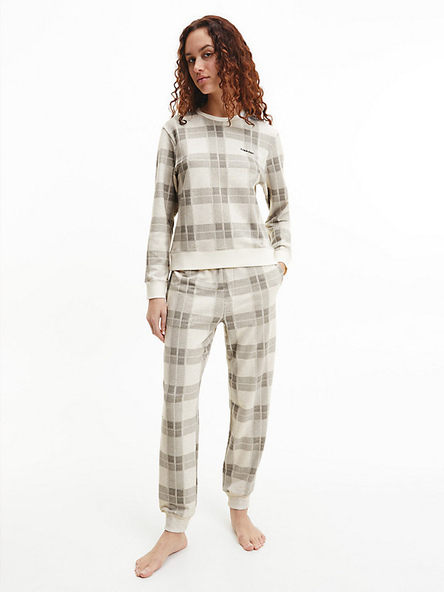 TEXTURED PLAID_OATMEAL Spodnie od piżamy - Modern Cotton dla Kobiety CALVIN KLEIN