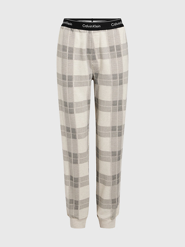 TEXTURED PLAID_OATMEAL Spodnie od piżamy - Modern Cotton dla Kobiety CALVIN KLEIN