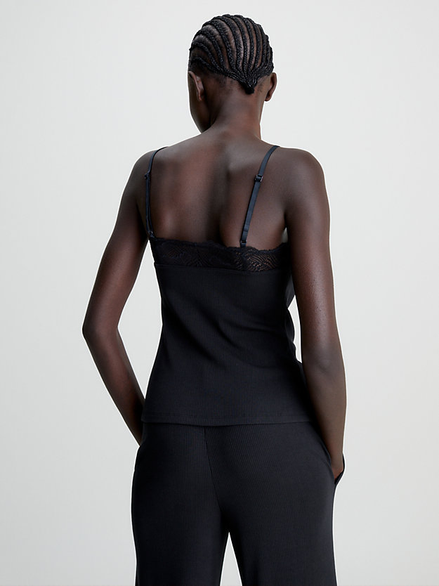 BLACK Miękki, prążkowany top od piżamy dla Kobiety CALVIN KLEIN