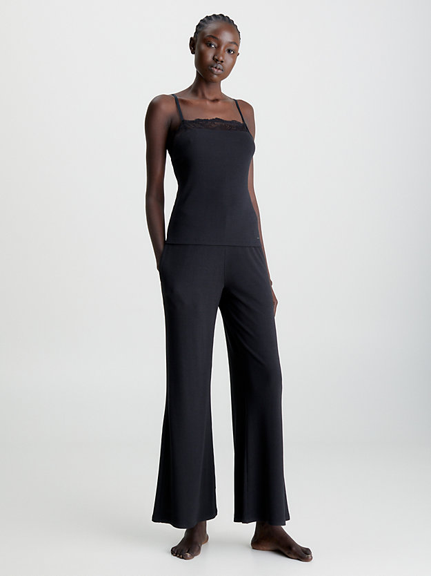BLACK Miękki, prążkowany top od piżamy dla Kobiety CALVIN KLEIN
