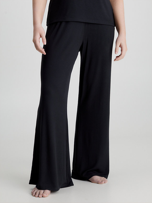pantalon de pyjama côtelé doux black pour femmes calvin klein