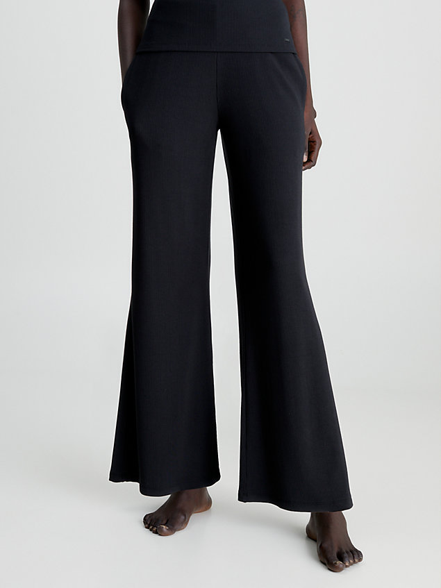 black soft ribbed pyjama pants for women calvin klein
