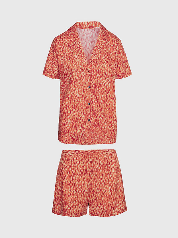 running leopard_stone grey shorts pyjama set for women calvin klein