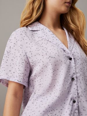 scatter logo print_lavender blue shorts pyjama set for women calvin klein