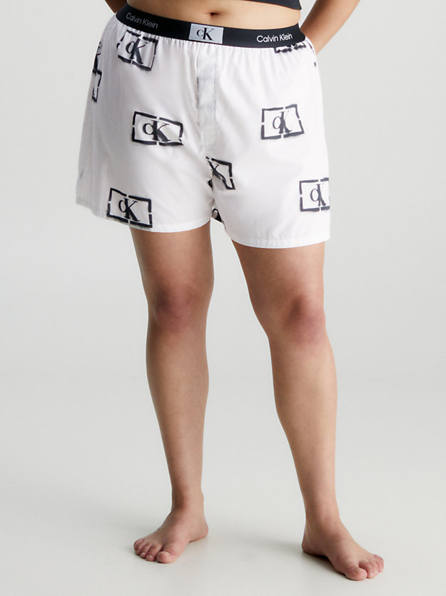 stencil logo/white pyjama-shorts - ck96 für damen - calvin klein