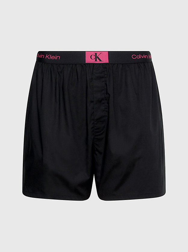 black w/ fuchsia rose logo pyjama shorts - ck96 for women calvin klein