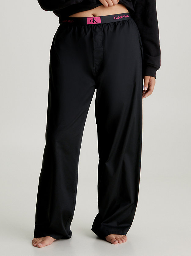 black w/ fuchsia rose logo pyjama pants - ck96 for women calvin klein