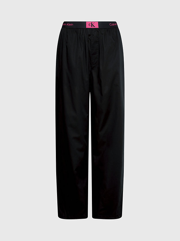black w/ fuchsia rose logo pyjama pants - ck96 for women calvin klein
