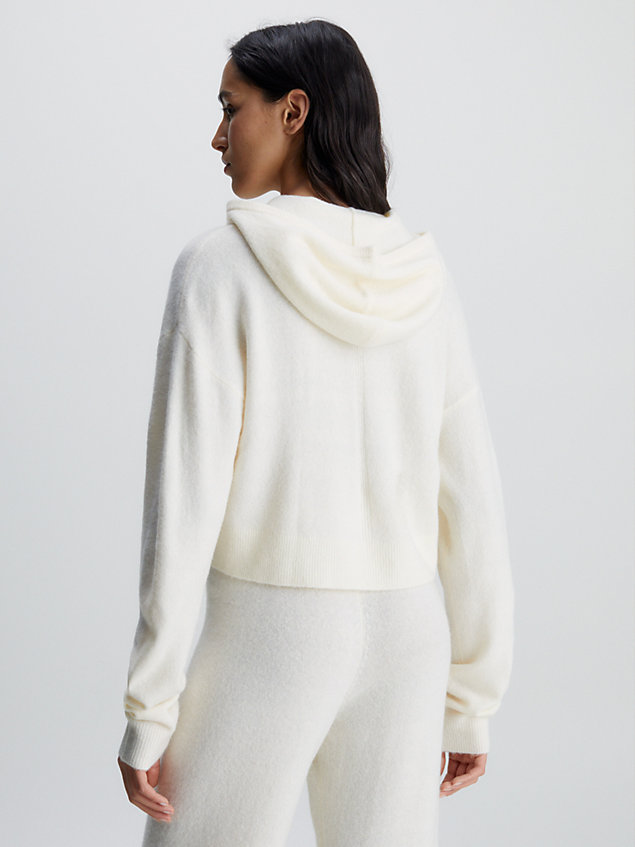 white lounge-hoodie aus weichem strick für damen - calvin klein