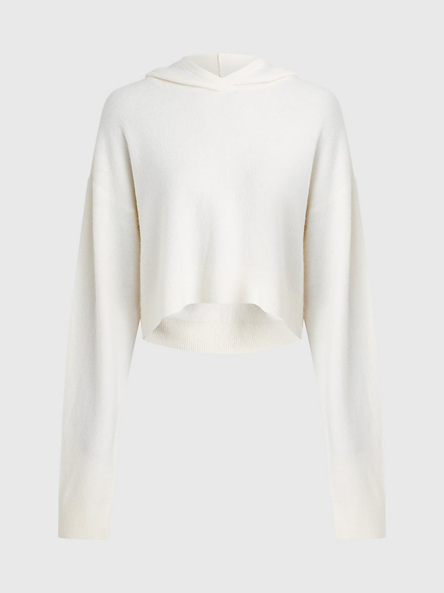 white lounge-hoodie aus weichem strick für damen - calvin klein