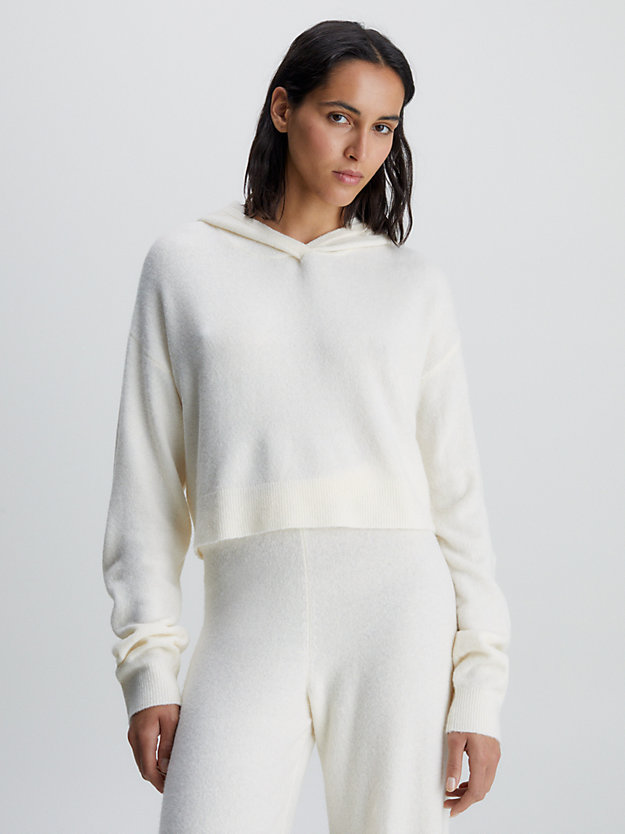 ivory soft knit lounge hoodie for women calvin klein