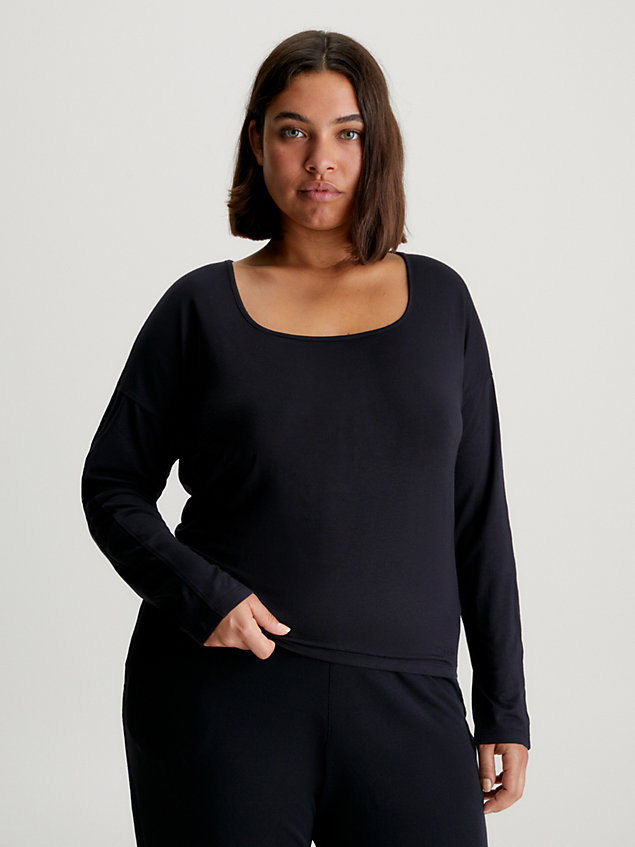 black pyjama-top aus weichem modal - intrinsic für damen - calvin klein