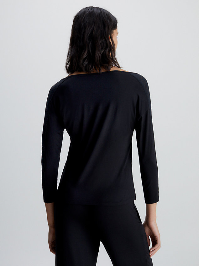black pyjama-top aus weichem modal - intrinsic für damen - calvin klein