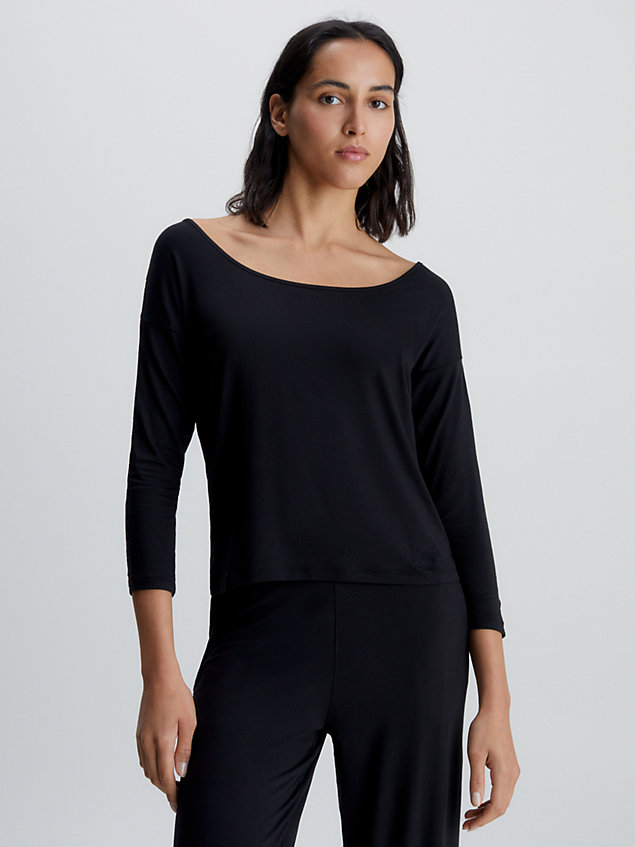 black soft modal pyjama top - intrinsic for women calvin klein
