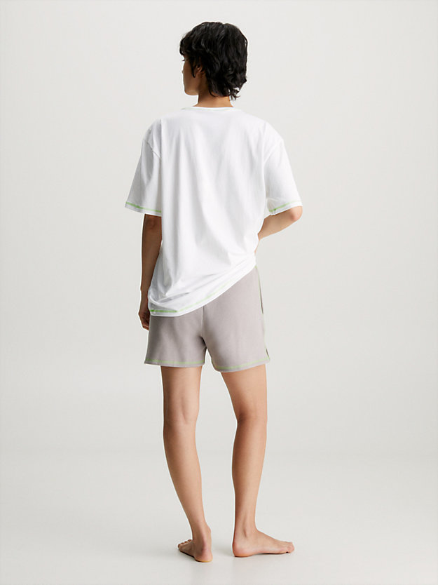 ensemble de pyjama court - future shift white top/satellite bottom pour femmes calvin klein