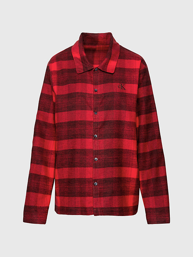 gradient check/rouge blk ground flannel pyjama top for women calvin klein