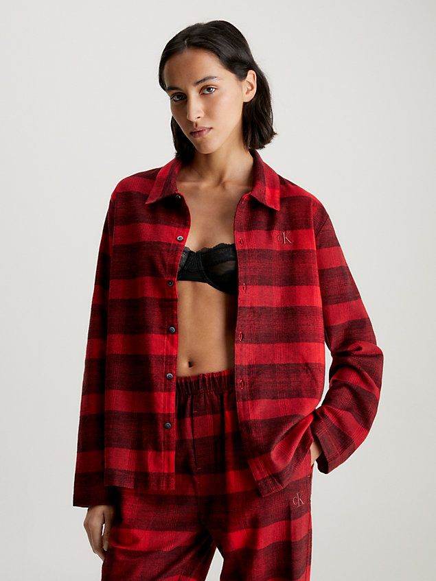 red flannel pyjama top for women calvin klein
