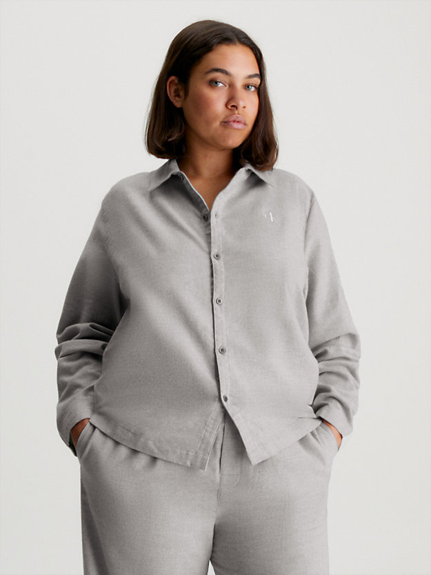 grey heather flannel pyjama top for women calvin klein