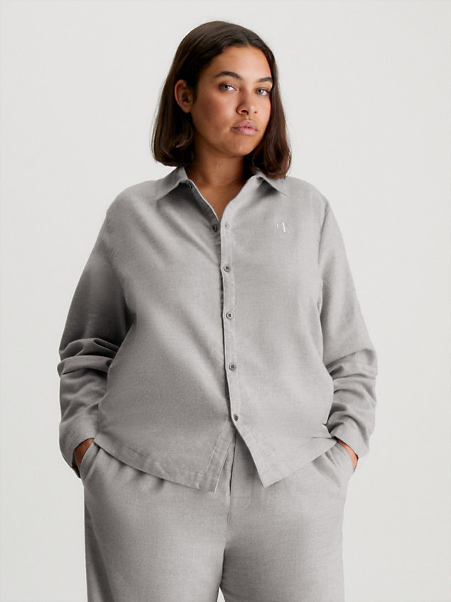 haut de pyjama en flanelle grey pour femmes calvin klein