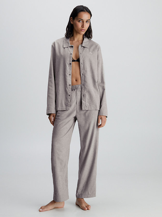 grey heather flannel pyjama top for women calvin klein