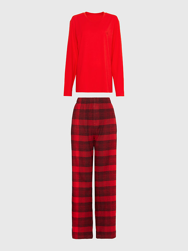 gradient check/rouge blk ground flannel pyjama set for women calvin klein