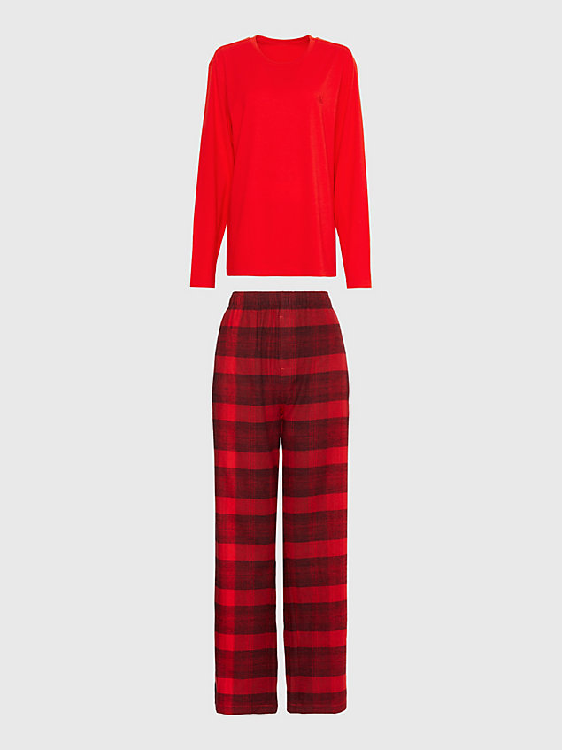 red flanelowa piżama dla kobiety - calvin klein