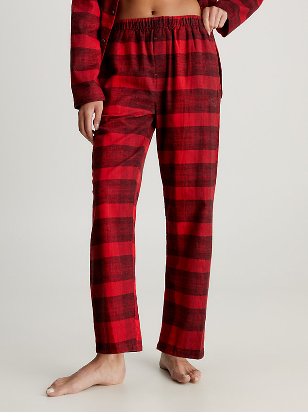 red pyjama-hose aus flanell für damen - calvin klein