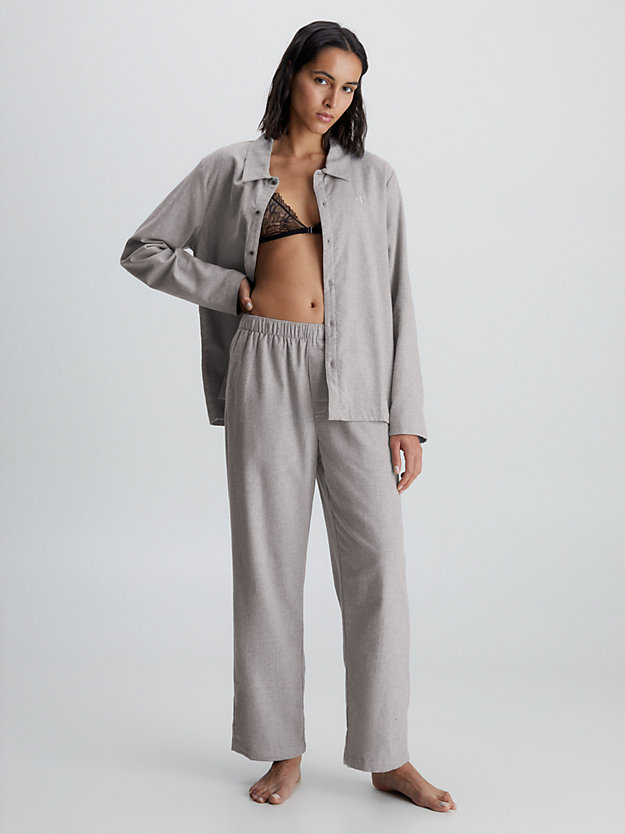 grey heather flannel pyjama pants for women calvin klein