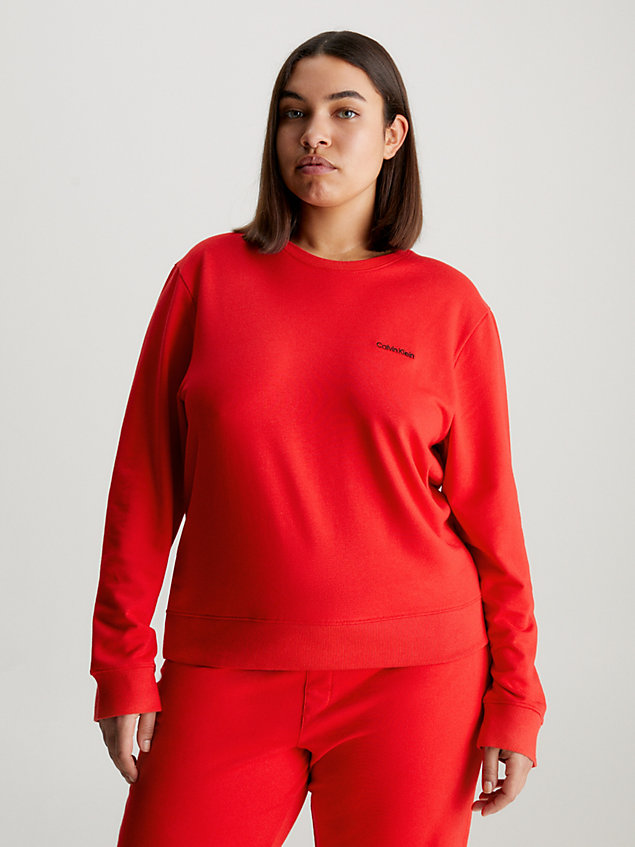 red lounge sweatshirt - modern cotton for women calvin klein