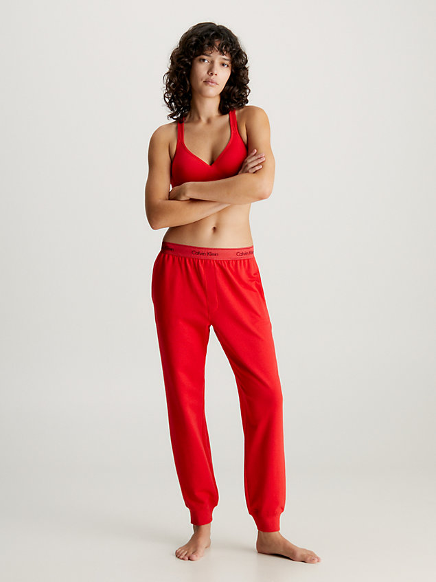 red lounge-jogginghose - modern cotton für damen - calvin klein