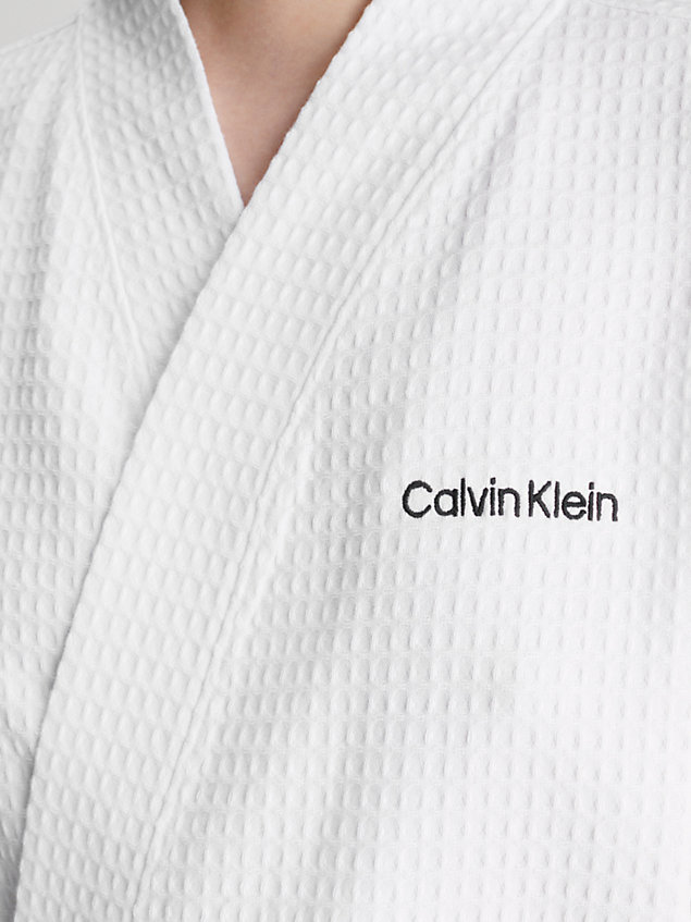 white waffle cotton bathrobe for women calvin klein