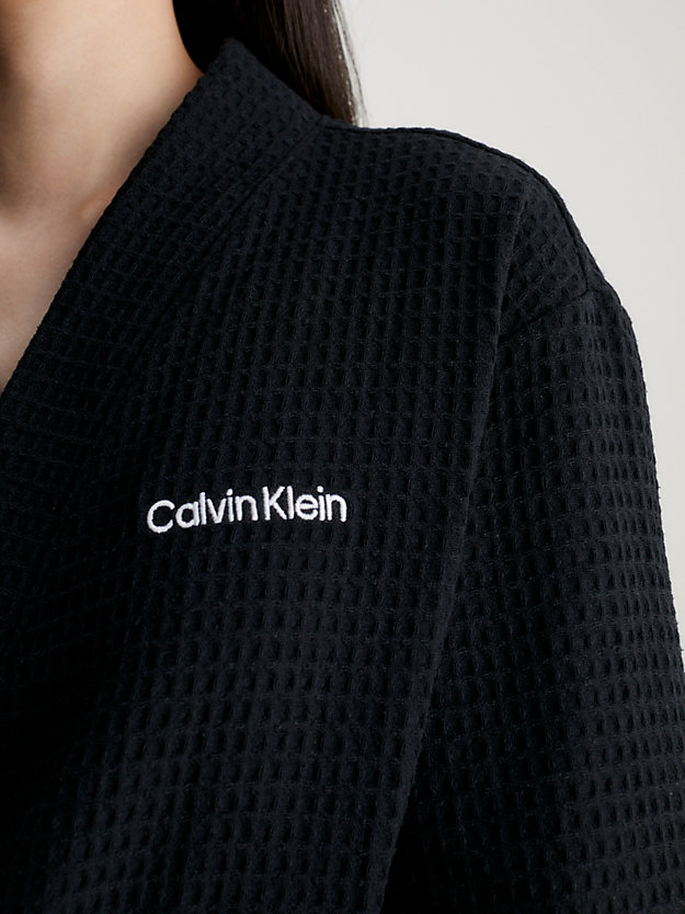 black waffle cotton bathrobe for women calvin klein