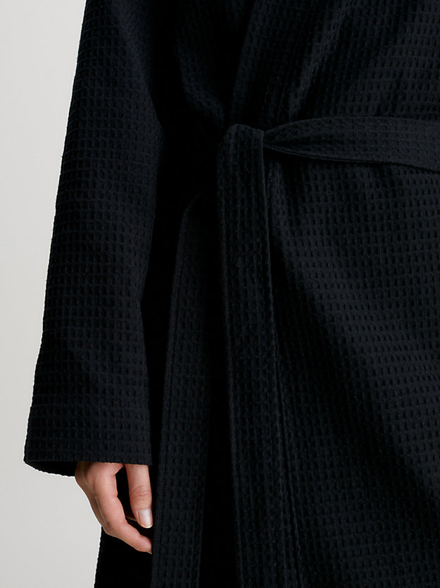 black waffle cotton bathrobe for women calvin klein